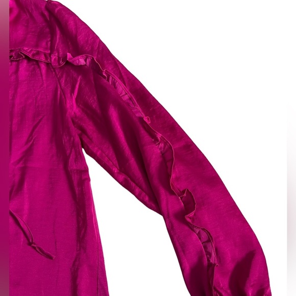 Loft - Womens Fuchsia Ruffled Long Sleeve Top Sz. PS - Picture 2 of 8